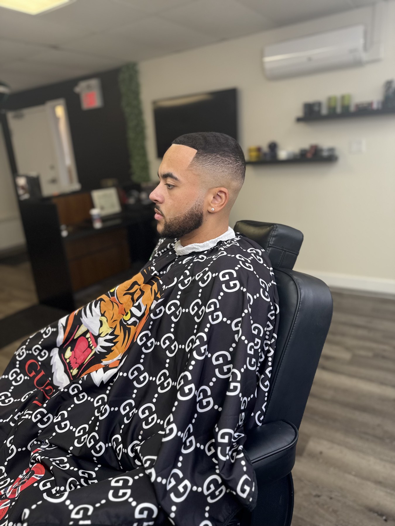 Mid fade with beard line up